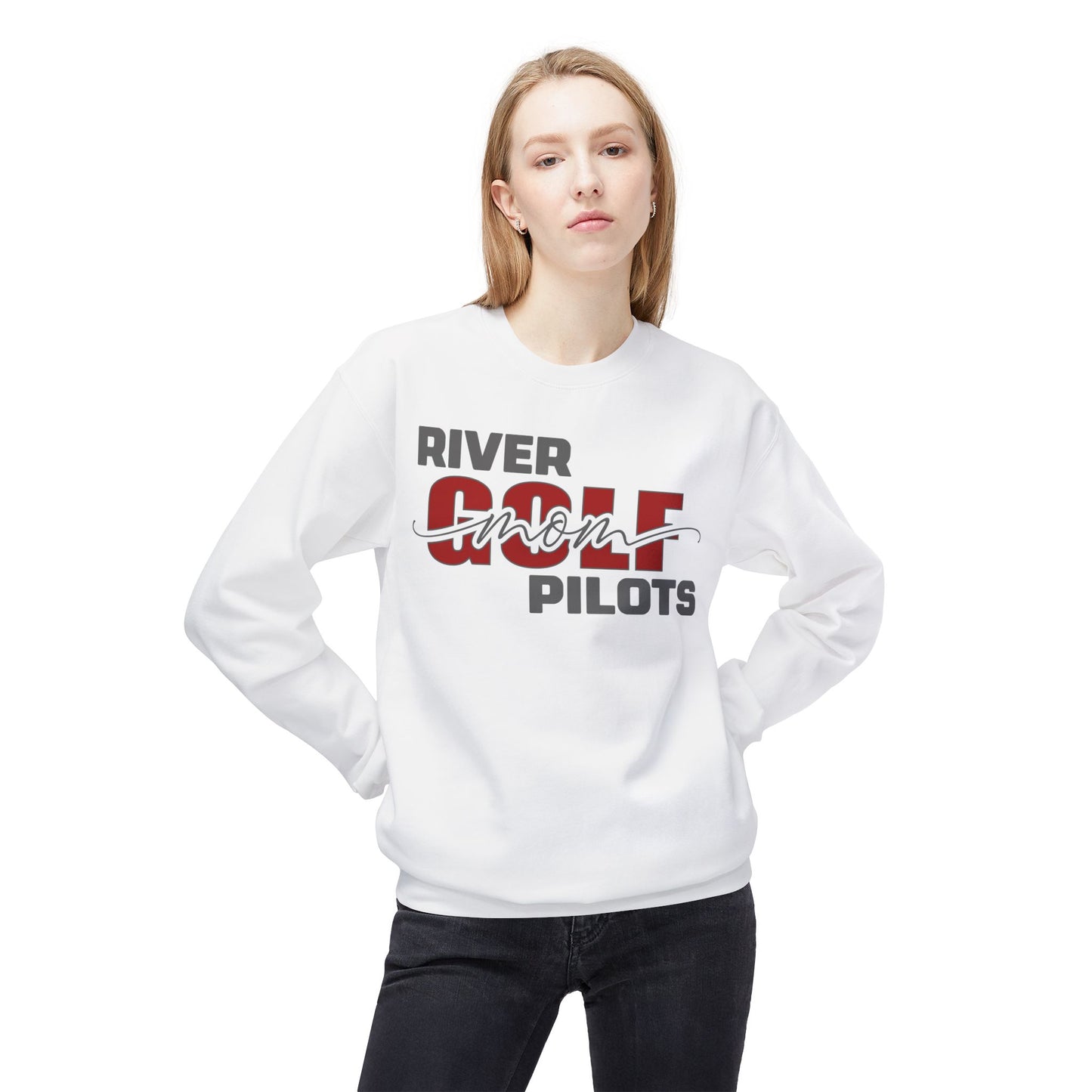 Unisex Midweight Softstyle Fleece Crewneck Sweatshirt - River Golf Mom