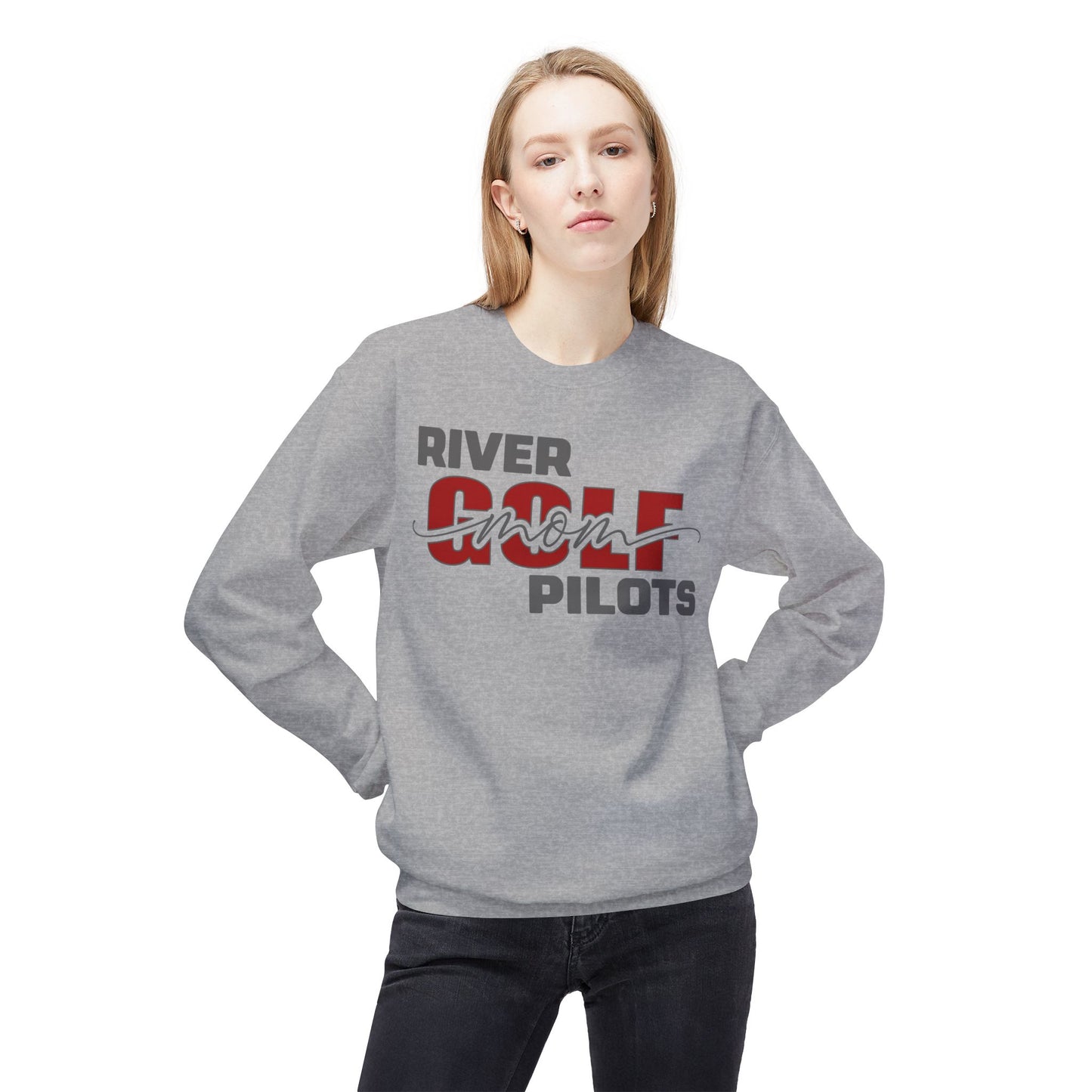 Unisex Midweight Softstyle Fleece Crewneck Sweatshirt - River Golf Mom