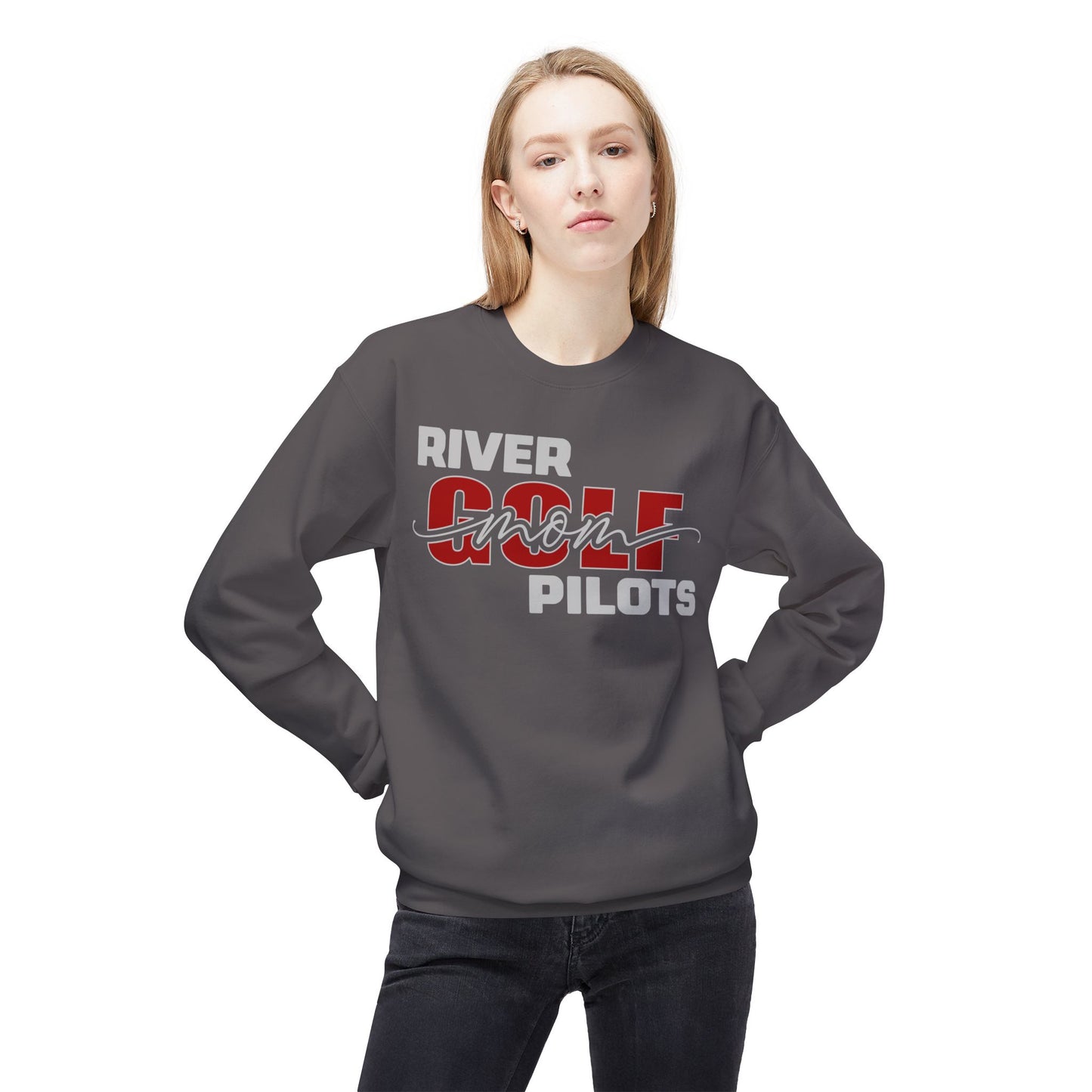 Unisex Midweight Softstyle Fleece Crewneck Sweatshirt - River Golf Mom