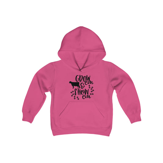 Youth Heavy Blend Hooded Sweatshirt - Show Grow Cows