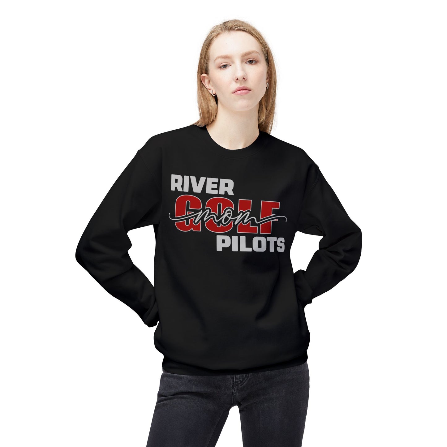 Unisex Midweight Softstyle Fleece Crewneck Sweatshirt - River Golf Mom