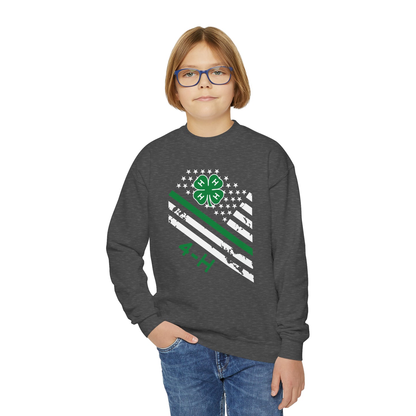 Youth Crewneck Sweatshirt - 4H Flag